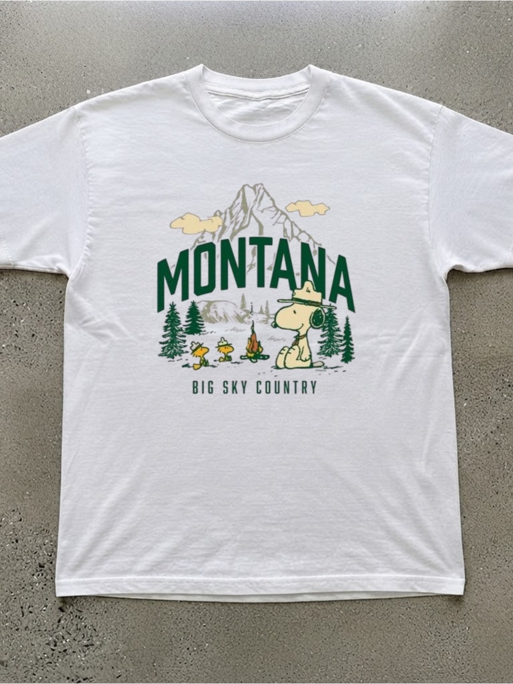 Campfire Dog Mountain Nature Graphic Tee Gildan T-Shirt